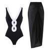 1011 European and American swimwear new simple black and white contrasting color one-piece swimsuit female explosion 11100