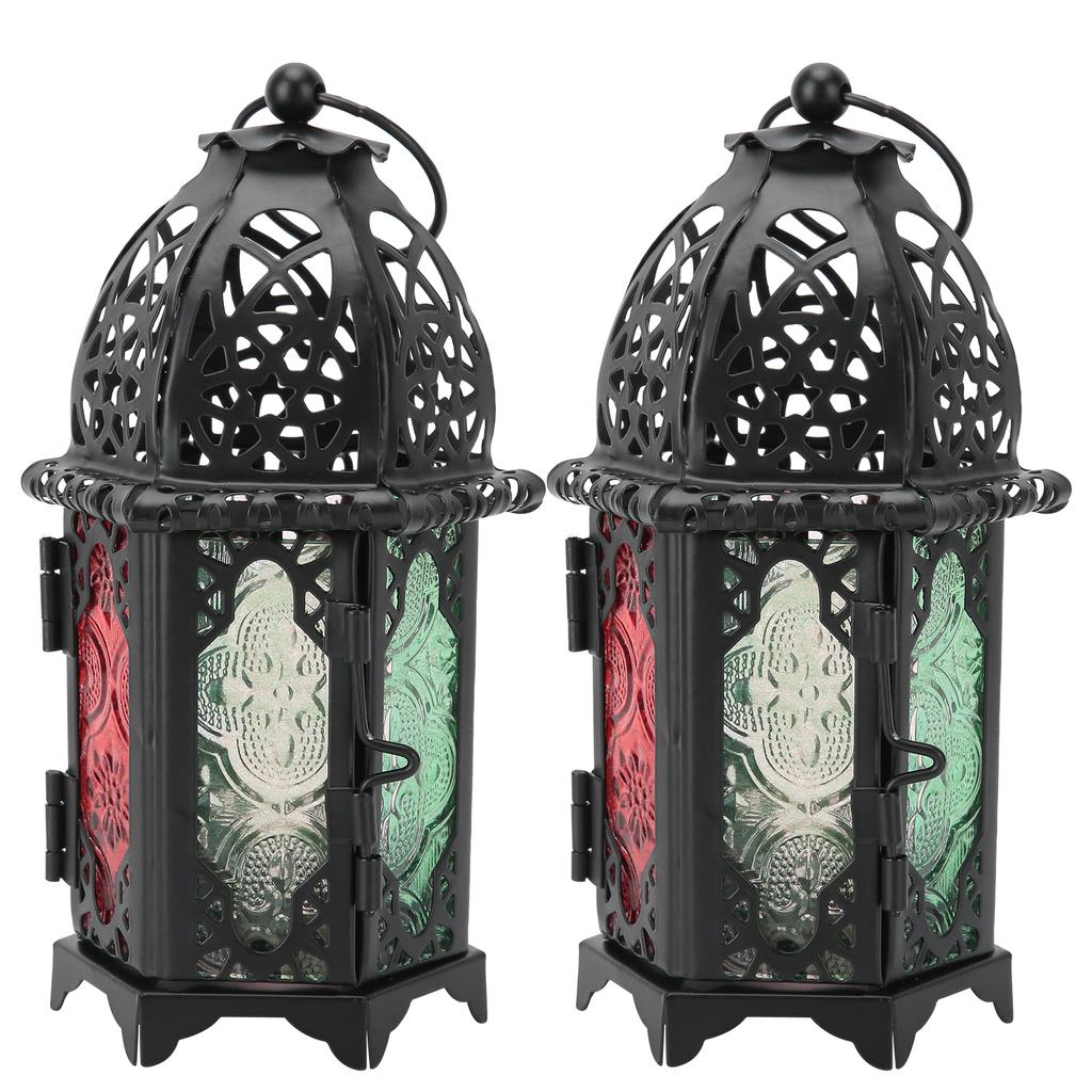 2Pcs Vintage Castle Candle Holder Black Retro Iron Metal Wedding Home Decorations
