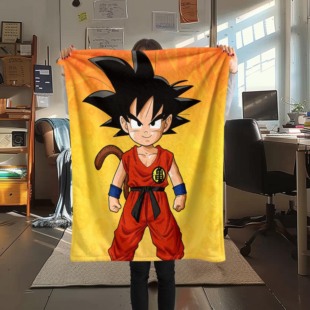 Son Goku and Son Goten Print Flannel Blanket, High quality Comfortable for All Seasons, Home Decor, Warmth and Comfort