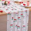 Decorative Tulle Table Runner Sheer Runner, Strawberry Cherry Lemon Pattern, Summer Overlay, Seasonal Fruit for Birthday Party Wedding Decor