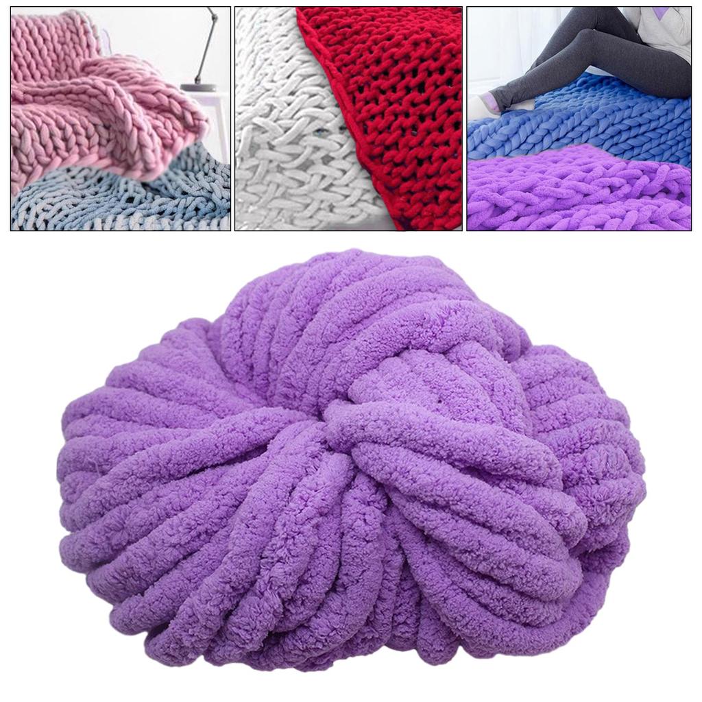 Chunky Chenille Yarn Thick Yarn Jumbo Gauge 7 Plush Yarn Acrylic Bulky Yarn for Bed Hand Knitting Crochet Throw Cushion