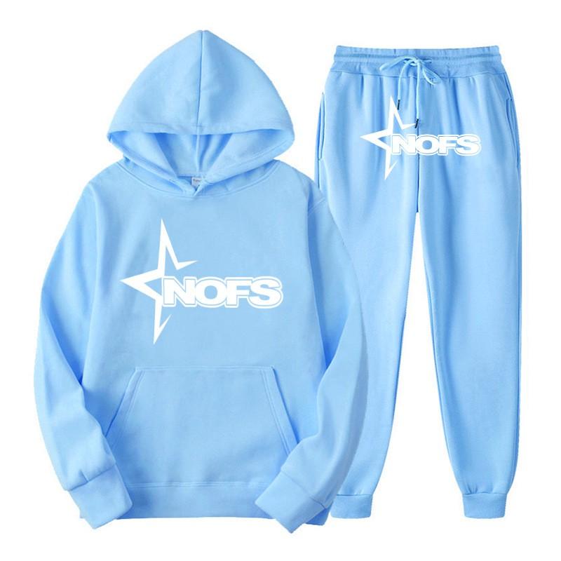 Unisex Streetwear Hoodie Jogger Set Casual Loose Fit Print Sweatshirt Pants Outfit