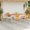 Garden Dining Set 7 pcs Solid Acacia Wood and Stainless Steel