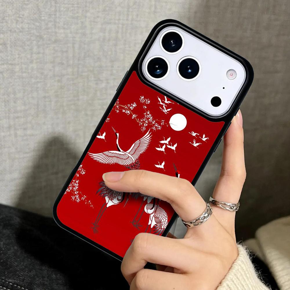 Чехол-обложка для iPhone 17 Air 16 Pro Max 15 Plus 11 13 Mini 14 12 Задняя крышка телефона Красноголовый журавль