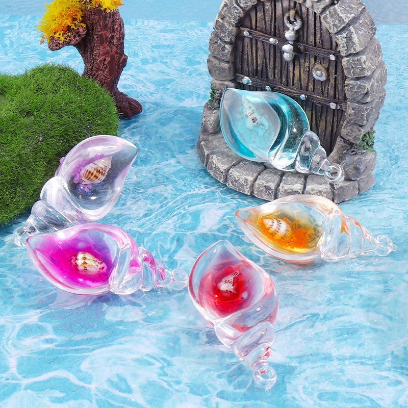 Luminous Colorful Conch Crafts Key Pendant Desktop Ornaments Decoration Diy Resin Small Accessories
