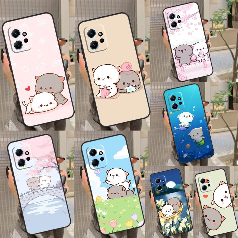 Мультяшный чехол Персиковый Кот Моти для Xiaomi Redmi Note 11 Pro Note 12 8 9 10 Pro 12S 10S 11S 9S Redmi 12C 9C 10C Capa