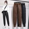 Женские зимние свободные и тонкие хлопковые штаны гаремы с завышенной талией, утолщенная верхняя одежда, повседневные стеганые теплые штаны