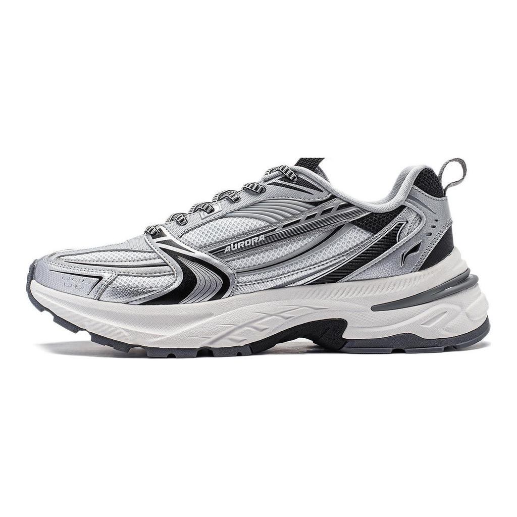 Li Ning Aurora 2K V2 Амортизация Скользкая Устойчивость к истиранию Поддержка Низкие Повседневная Обувь Мужская Белый Серебристый AGCU025-1