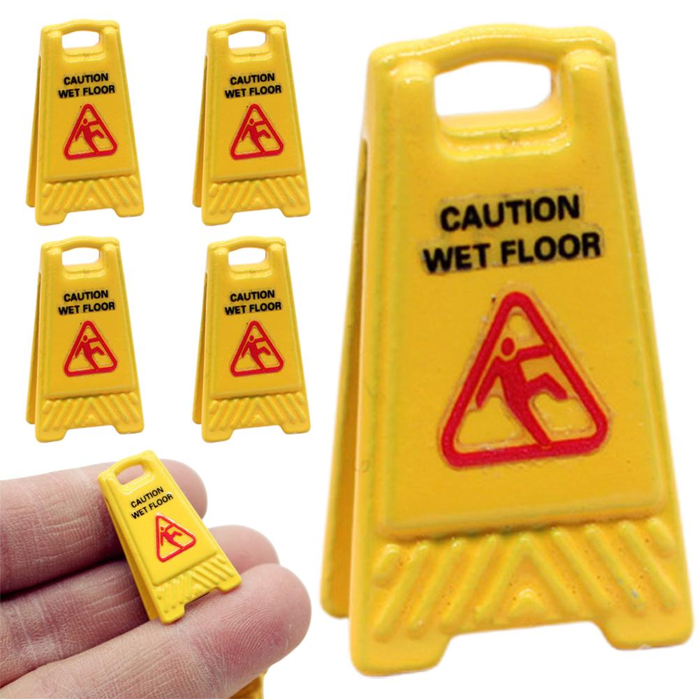 Миниатюрный игрушечный домик Предупреждающий знак «Осторожно, мокрый пол» Образовательная ролевая игра Украшение Декора Z3A7