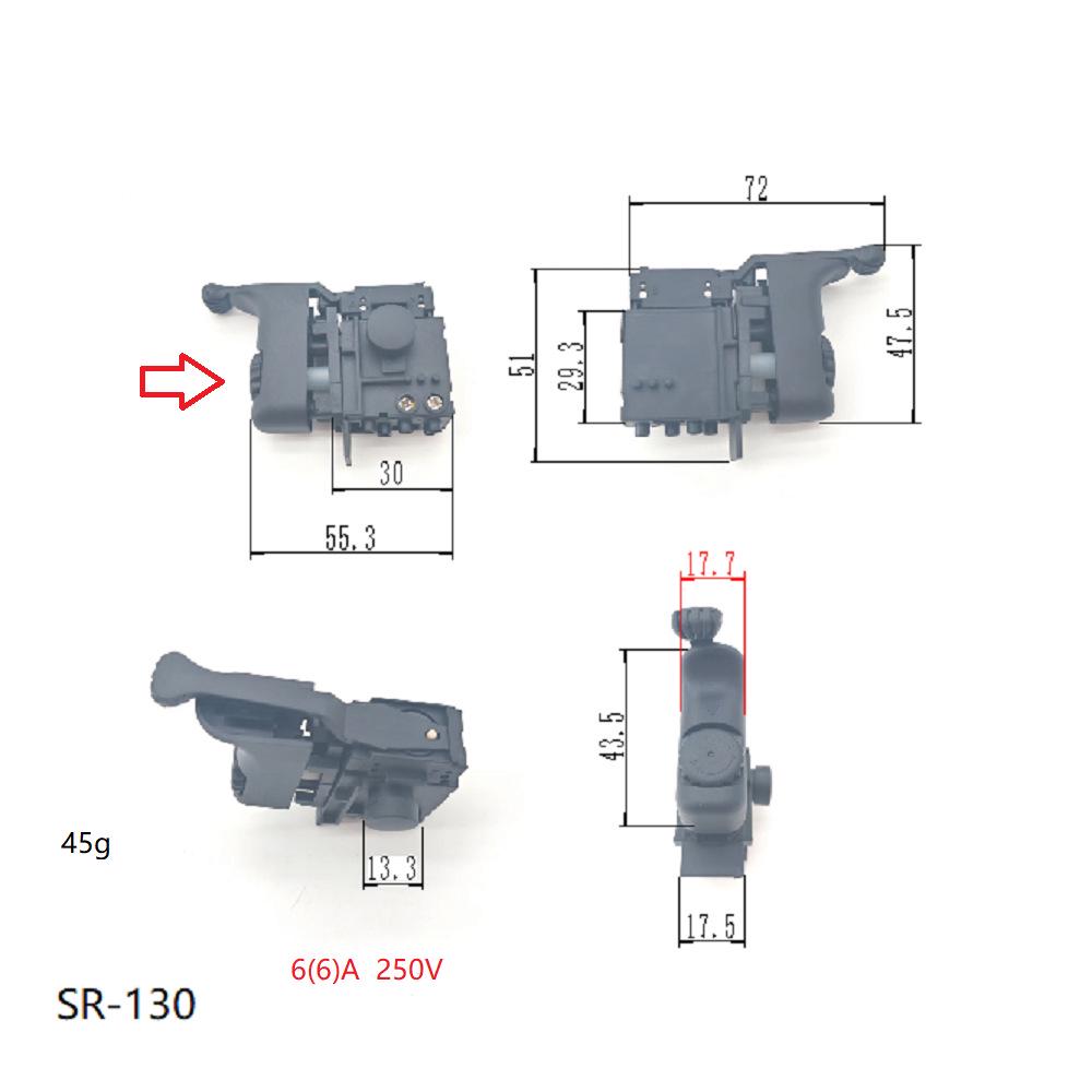 Переключатель регулировки скорости 220 В для моделей перфораторов Makita: HR2445, HR2641, HR2440, HR2432, HR2020.