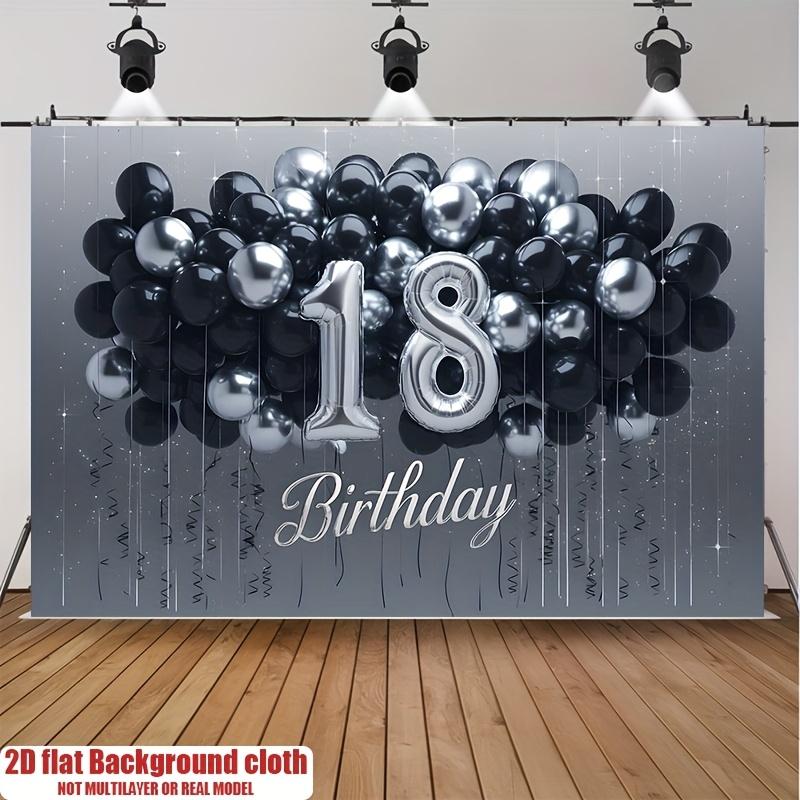 Happy 18th Birthday, 1pc Polyester Party Backdrop Banner, Photo Booth Background, Wall Decor