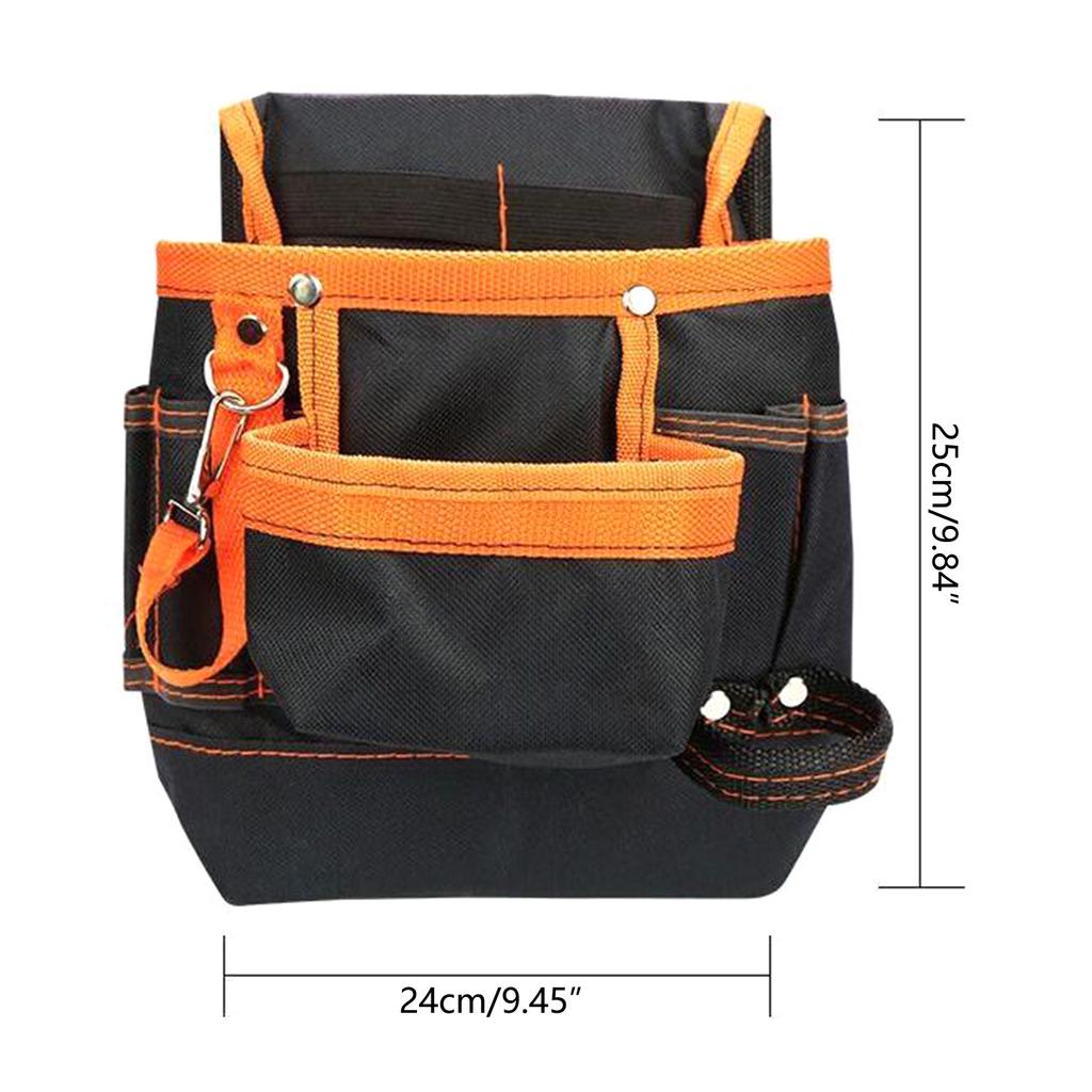 600D Oxford Cloth Tool Bag with 8pcs Pockets Maintenance Special Electrician Belt Bag Practical Hardware Tool Waist Bag