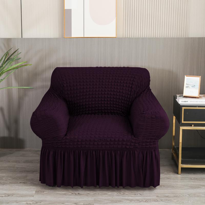 High Elastic Bubble Grid Sofa Cover 1/2/3/4 With Skirt Hem, All Season Universal Pet Anti Dirt Seersucker Sofa Cover