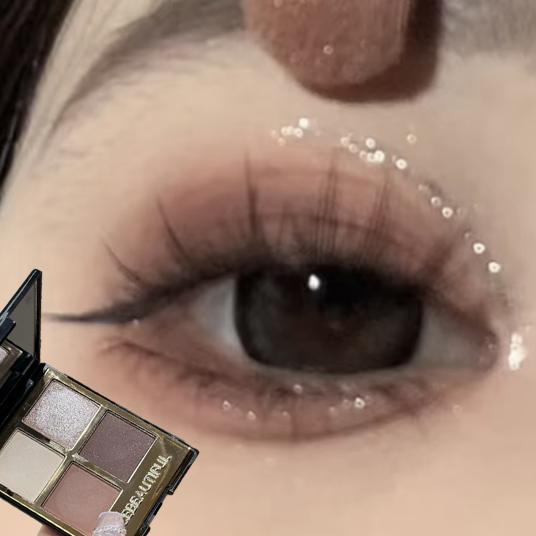 Four- Shimmer Purple Eyeshadow Palette Sexy Dark Brown Glitter Eyeshadow Pearlescent Matte Earth Eye Shadow Makeup Palette