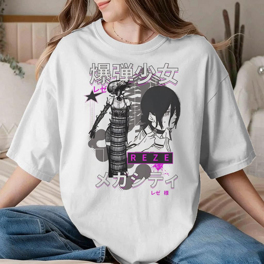 Chainsawunisexs Reze T Shirts Unisex Unisex 100 Cotton Amazing Tshirts Crew Neck Anime Movie Tee Shirt Short Sleeve Tops Gift Idea