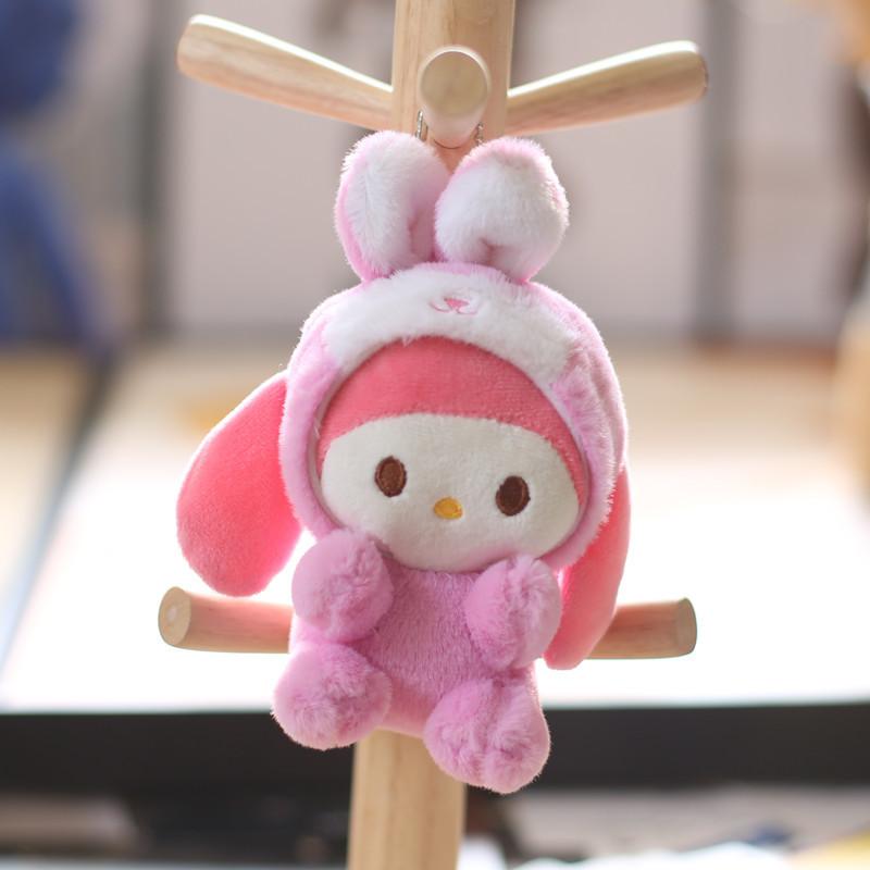 Плюшевый брелок Sanrio Kuromi с мягким коротким ворсом для декора рюкзака