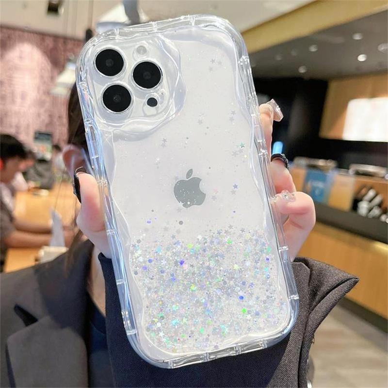 Блестящий чехол для телефона со звездами и пайетками для Apple 17Promax Полностью защитный 14 Ударопрочный Iphone 15Plus Женский