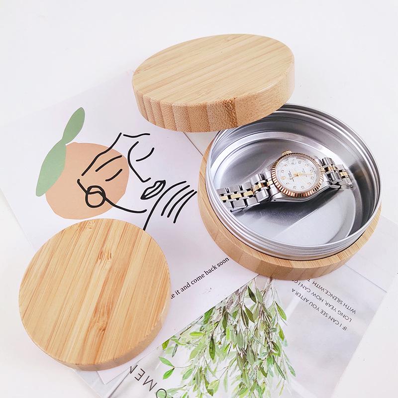 Флакон для крема и таблеток из бамбукового алюминия, светонепроницаемый: Круглая, прочная шкатулка для косметики и украшений