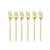 6Pcs Stainless Steel Matte Cake Fruit Forks Flatware Silverware Cutlery For Dessert Salad Fork Set Gold Tableware Mini Fork