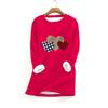 Women Crew Neck Long Sleeve Sweatshirt Plaid Leopard Heart Print Casual Loose Warm Pullover Tops