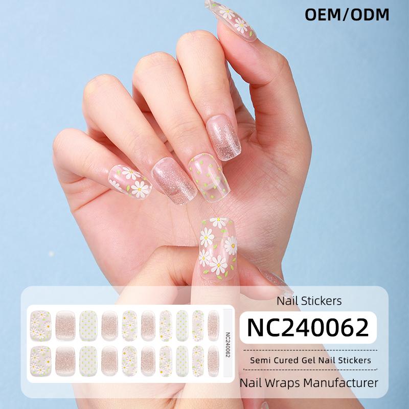 High Quality Factory Price New Design pink Strawberry Contrary France Custom Semi Cured UV Non-Toxic Gel Nail Polish Stickers