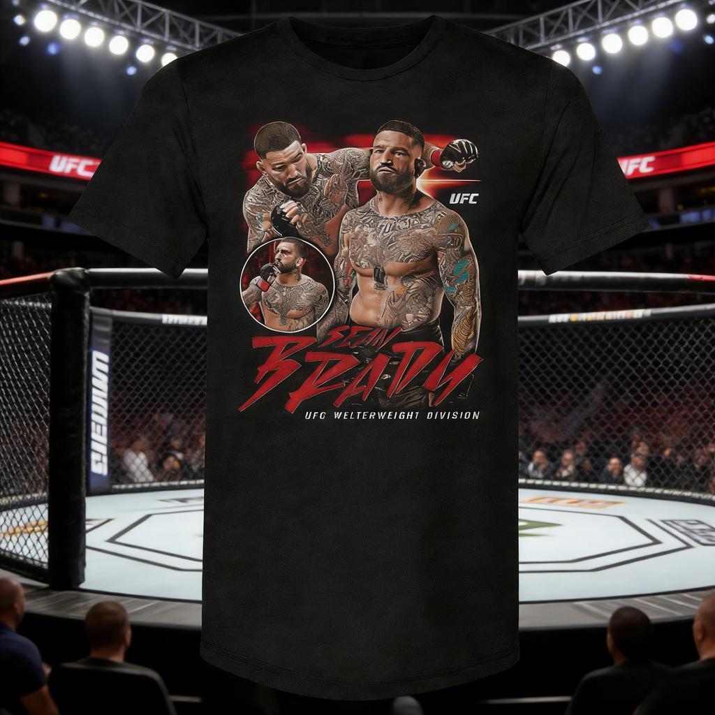2026 Лето UFC Шон Брэди Боевая Графическая Футболка Женская Спортивная Хлопковая С Коротким Рукавом Свободная Повседневная Фитнес Рубашка Унисекс