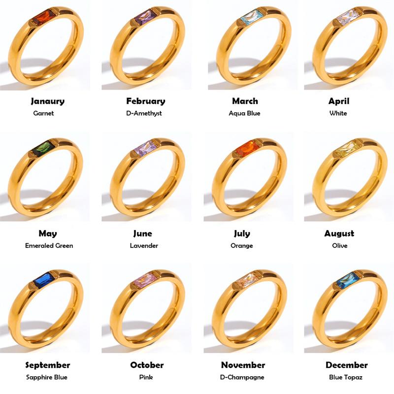 Золотое прямоугольное кольцо из нержавеющей стали с цирконом, ювелирное геометрическое кольцо