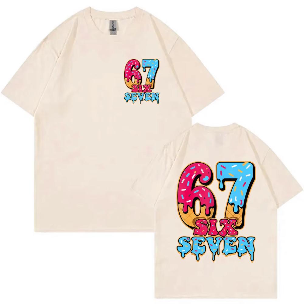 Смешные Футболки с Мемом Six Seven 67 Мужская Женская Одежда Харадзюку Y2k Модная Футболка Летняя Высококачественный Хлопок Оверсайз Футболки