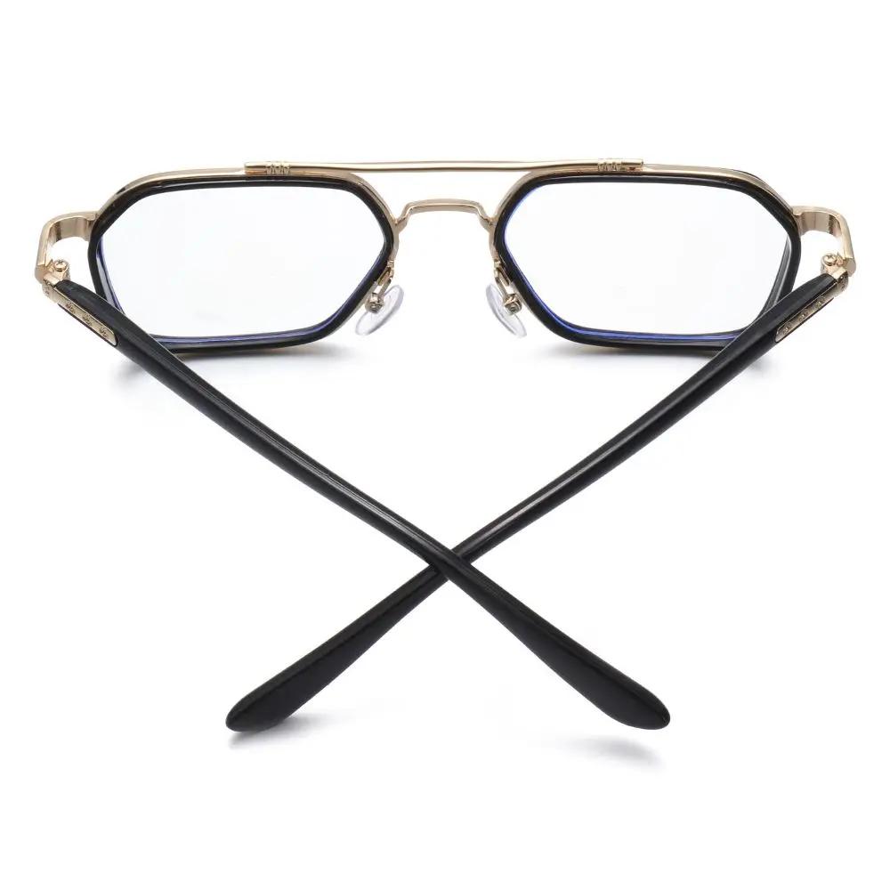 Reduces Eye Strain Vintage Polygon Double Frame UV Protection Reading Glasses Anti Blue Light Flat Mirror Eyewear Eyeglasses
