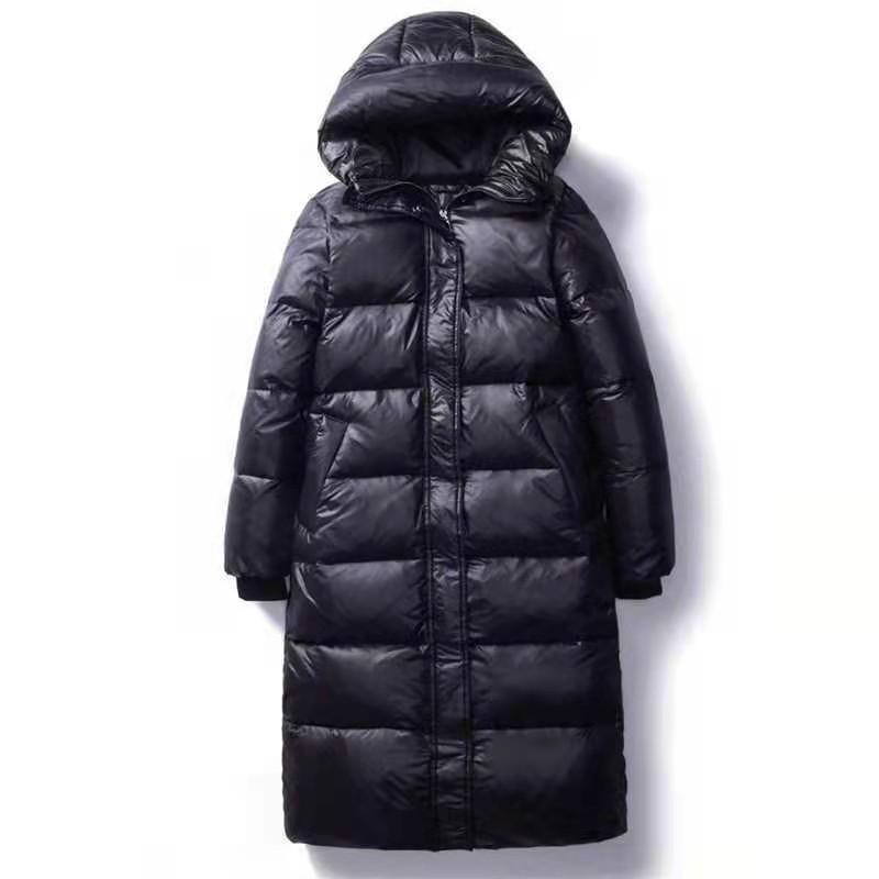 Glossy Parkas Outwear Women Long Sleeve Lapel Long Winter Keep Warm Parkas