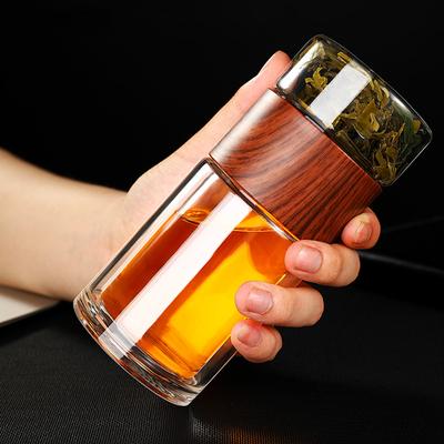 Бутылка для воды из стекла с двойными стенками и чехлом для чайного напитка, заварочный стакан, посуда для питья, бутылка для воды, фильтр для чая из нержавеющей стали