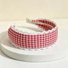 White Lace Trim Wide Plaid Hairband Wide Design White Lace Hair Hoop  Casual Outfit