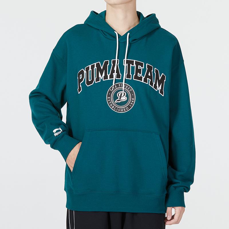 Puma Серия WINTERIZED Худи с логотипом команды Tr Минималистичный принт Буквы Спортивный Повседневный Худи-пуловер Мужской Зеленый