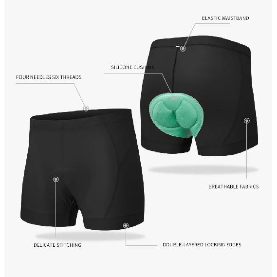 HISERWA Summer Men Cycling Underwear Padded Bicycle Shorts Road Bike Shorts Briefs for Men Sponge Silicone Mats Biking Clothing