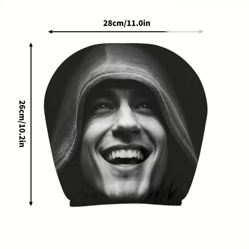 Universal Elastic Car Headrest Covers Halloween Horror Face Pattern Dust Protection For Car Seat Headrest For Truck SUV
