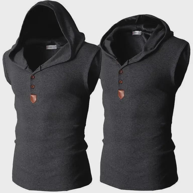 Men's Summer Sleeveless Hooded Vest - Korean Style Fitness Stretch Waistcoat
