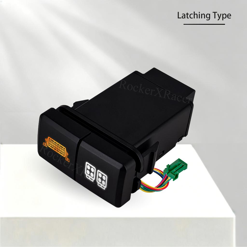 2 In 1 Dual Switch 12V LED Horizontal Push Button Front Rear Fog Seat Heater Lock For Toyota 4Runner FJ Landcruiser 100 Prado Battery Switches5