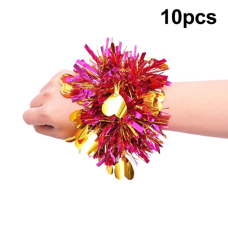10 шт. Разноцветный мишурный браслет Эластичная лента Взрослые Дети Универсальный Реквизит для танцевального выступления Мишурный браслет на запястье для группы поддержки