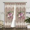 2pcs Set of Elegant Floral & Plant Pattern Semi-Sheer Curtains for Privacy and Decor - Rod Pocket Design, Perfect for Bedroom,