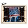 Scenery Window Magnet 1/6Pcs Fake Fridge Magnet, Wooden Natural Refrigerator Decorative Magnetic Decoration for Kitchen Office Whiteboard