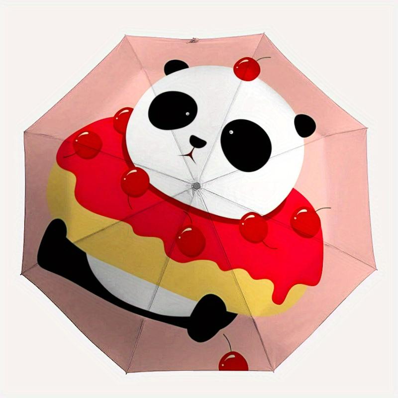 1pc Panda Donut Automatic Open/close, All-Season Portable Folding Umbrella, Travel, Everyday, Formal Events - Compact Luxury Parasol, Outdoor Accessor