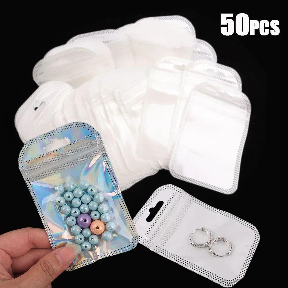 50Pcs Earrings Rings Necklace Display Plastic Organizer Bag Pouch Jewelry Packaging Bags
