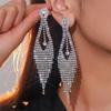 Luxury Rhinestone Tassel Earrings - Elegant Long Diamond Dangle for Women