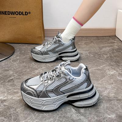 Ins корейская версия новой обуви для папы, девушка 2025 весна студент бег спортивная толстая подошва увеличение высоты повседневная уличная съемка A227