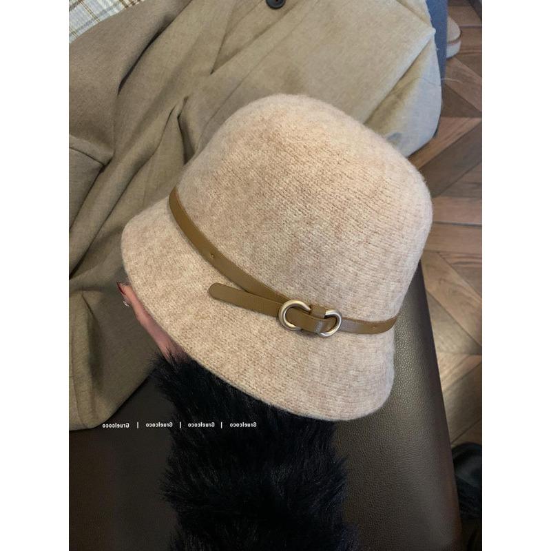 Belt, Buckle Wool Rich Family Hat, French Top Hat Children's Autumn and Winter Bucket Hat