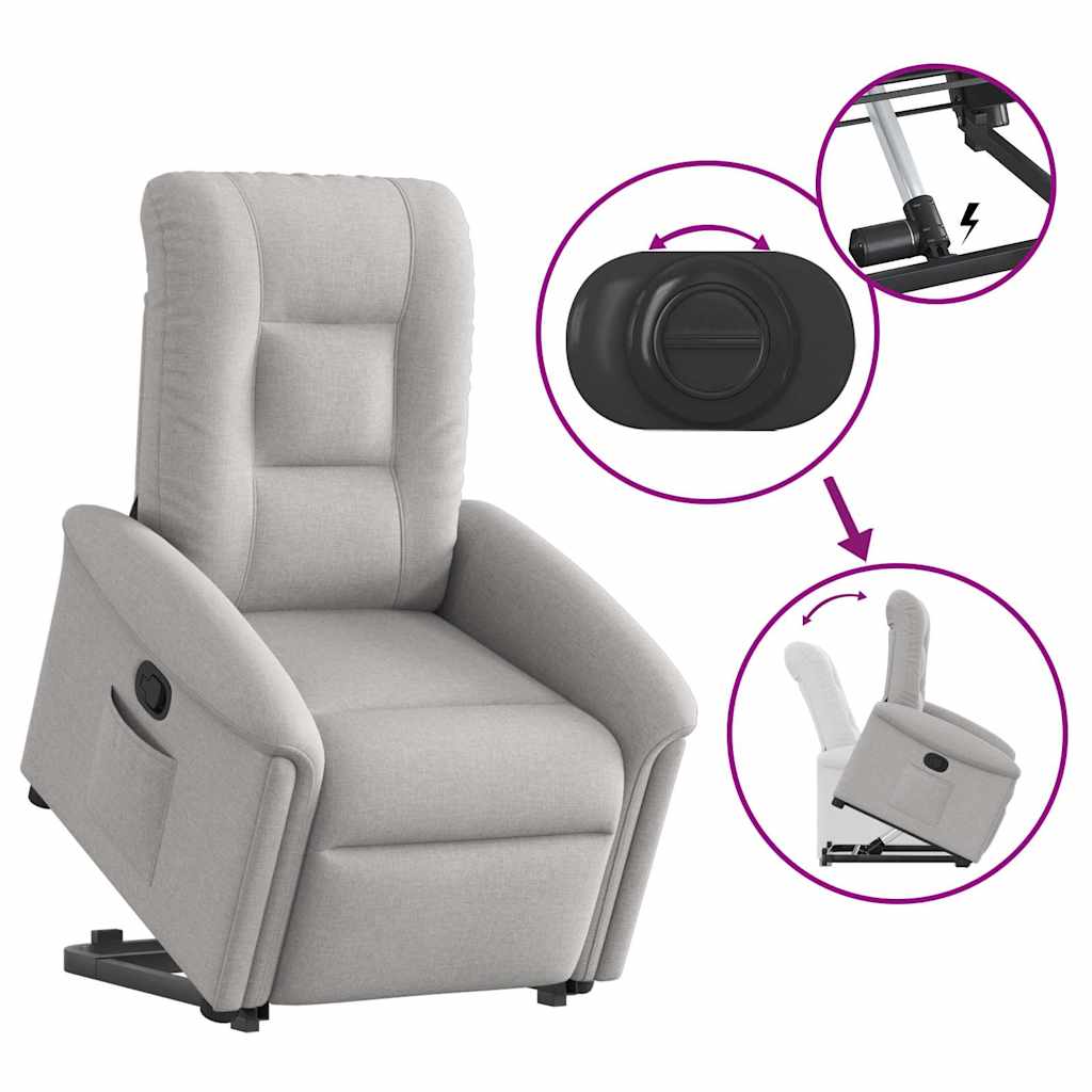 Recliner Chair with Rising Function Cloud Grey Fabric