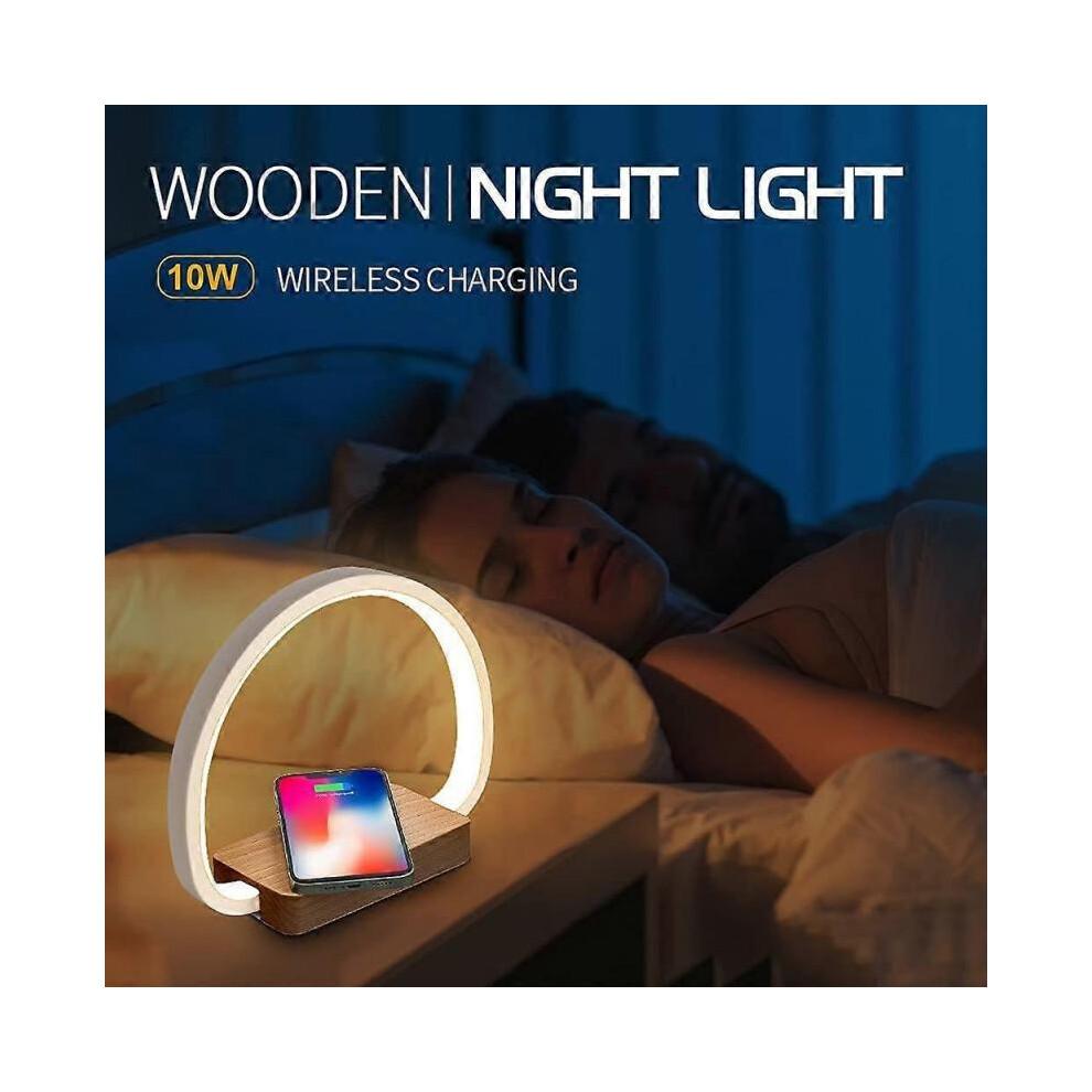 Bedside Lamp Wireless Charger, Touch Table Lamp with USB Port, LED Desk Lamp with 3 Brightness Levels and Stepless Dimming