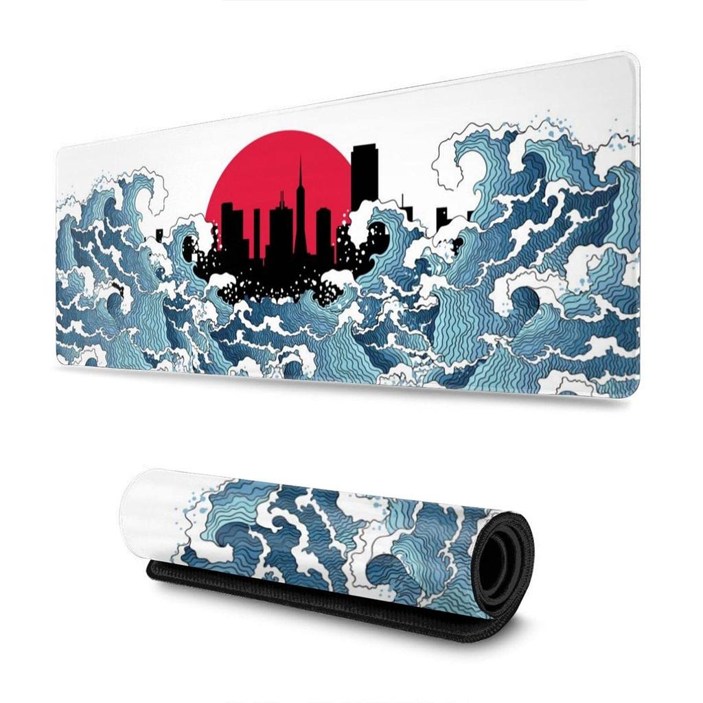 Japanese Cherry Blossom White Gaming Mouse Pad Xxl Extended Large Mouse Mat Desk Pad Stitched Edges Mousepad Long Nonslip Rubber