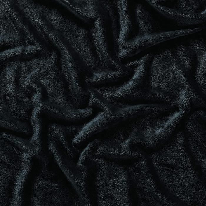 Plaid Couverture Polaire - WAVVE - 130x150cm - Noir - Microfibre - Hypoallergénique