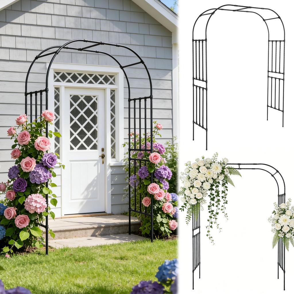 7.87ft Halloween Archway for Climbing Plants Garden Arch Metal Trellis for Flower Vines Wedding Bridal Party Decoration